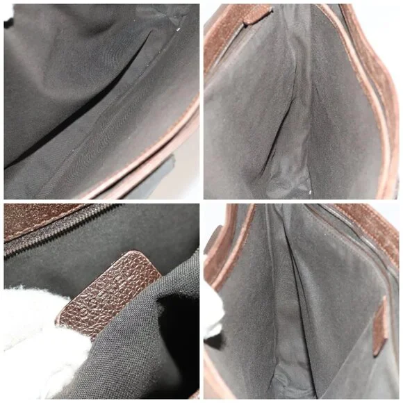 BVLGARI Shoulder Bag Leather Brown Silver Auth